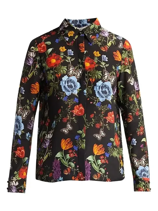 Women's Willa Floral Silk Button-Front Blouse Women's Willa Floral Silk Button-Front Blouse