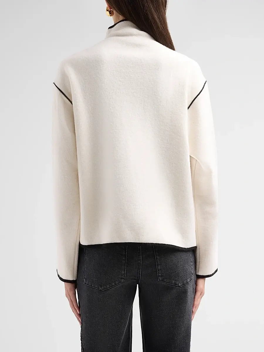 Alice + Olivia Women's Pearson Contrast-Trim Wool Sweater Jacket | Thumbnail 3 Alice + Olivia Women's Pearson Contrast-Trim Wool Sweater Jacket | Thumbnail 3