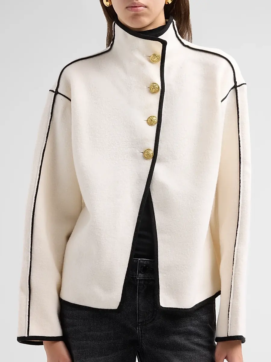 Alice + Olivia Women's Pearson Contrast-Trim Wool Sweater Jacket | Thumbnail 5 Alice + Olivia Women's Pearson Contrast-Trim Wool Sweater Jacket | Thumbnail 5
