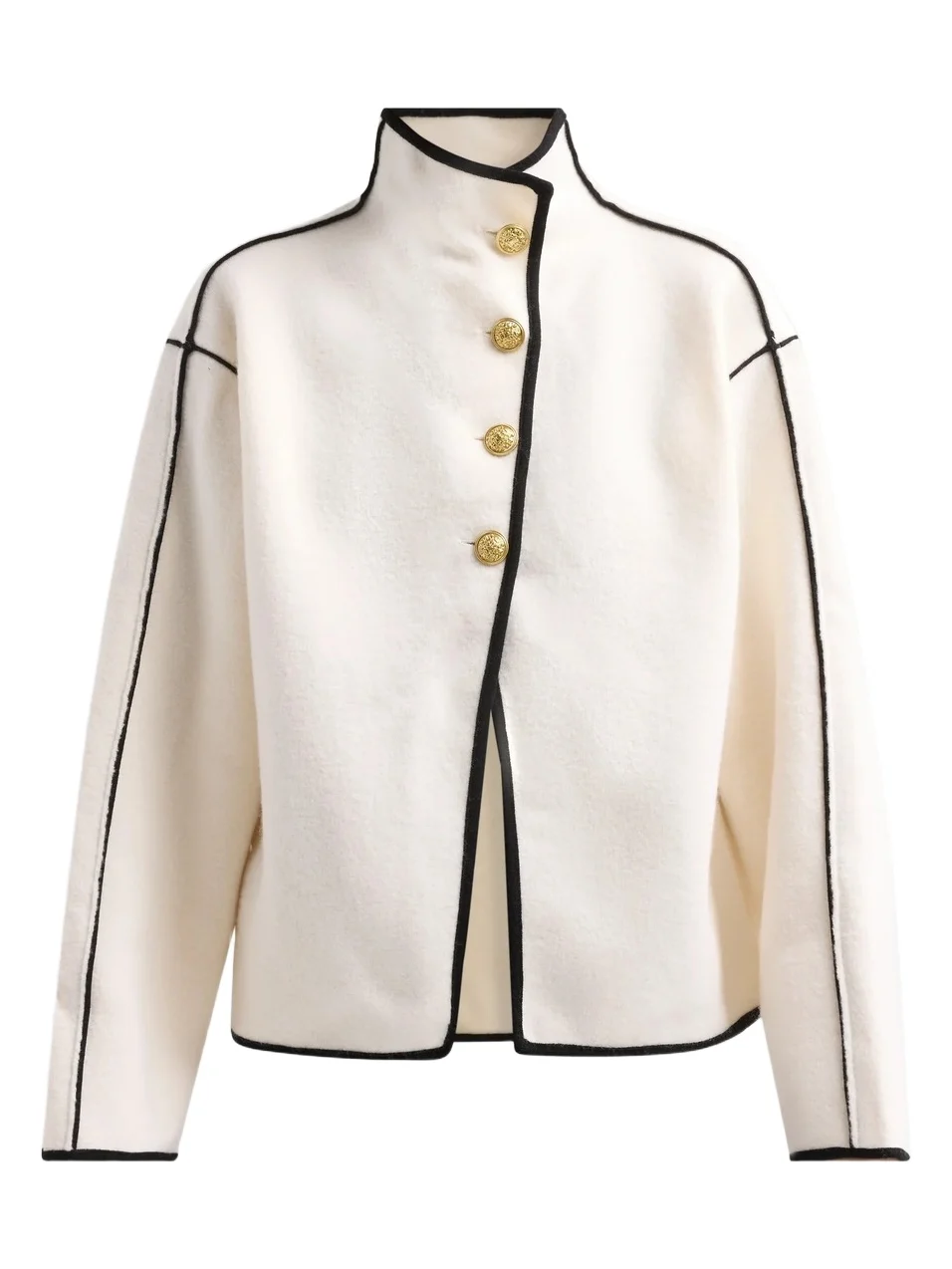 Alice + Olivia Women's Pearson Contrast-Trim Wool Sweater Jacket