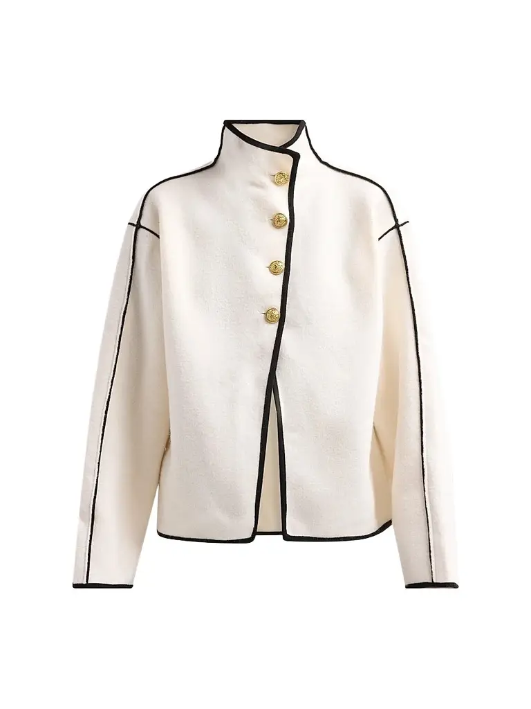 Alice + Olivia Women's Pearson Contrast-Trim Wool Sweater Jacket