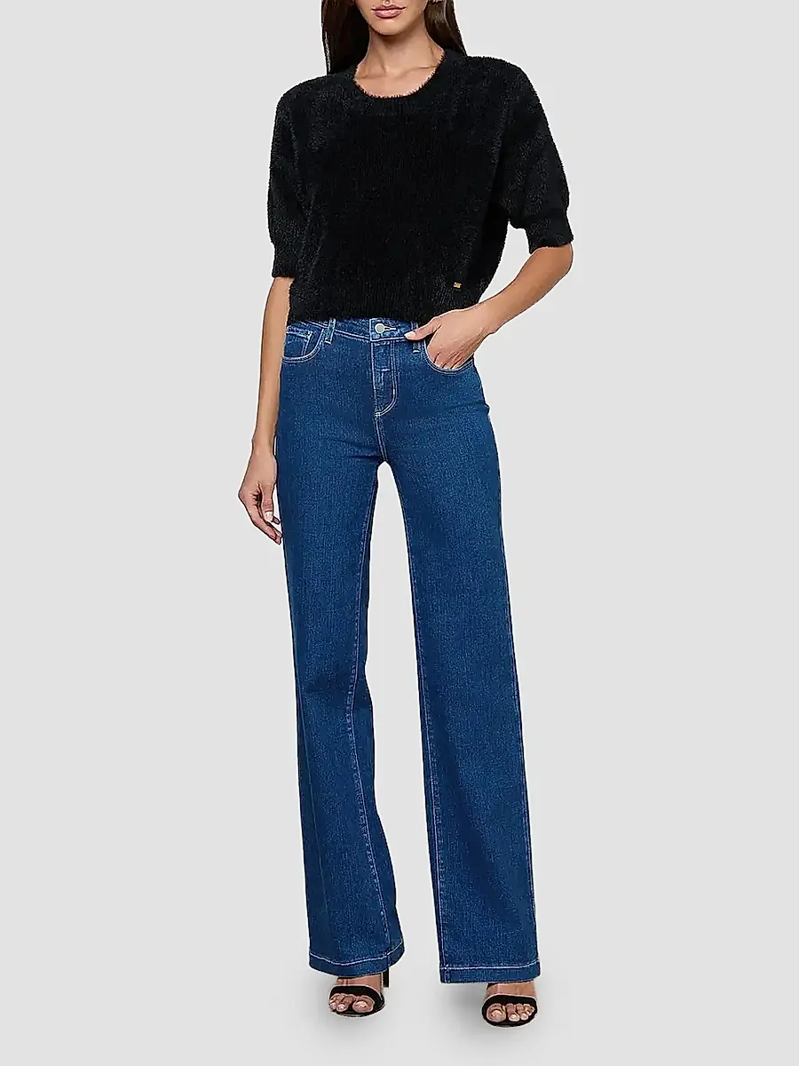 L'Agence Women's Guinevere Crop Fuzzy Knit Crewneck Sweater | Thumbnail 2