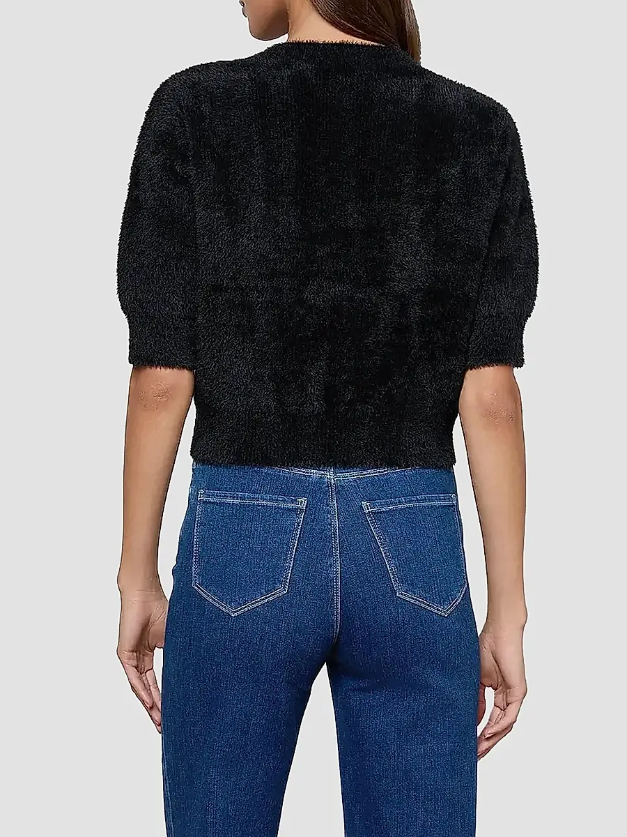 L'Agence Women's Guinevere Crop Fuzzy Knit Crewneck Sweater | Thumbnail 3