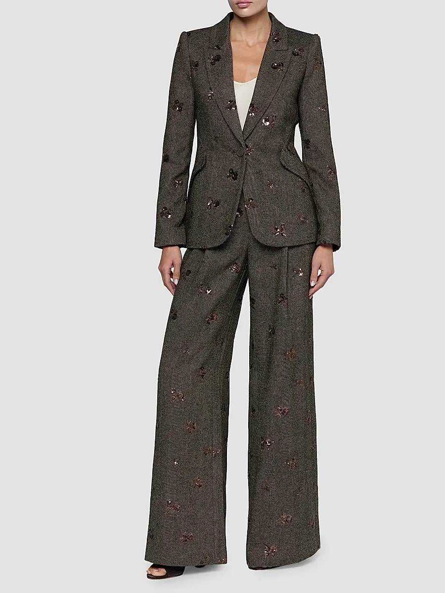 L'Agence Women's Chamberlain Sequin-Embellished Herringbone Blazer | Thumbnail 2 L'Agence Women's Chamberlain Sequin-Embellished Herringbone Blazer | Thumbnail 2
