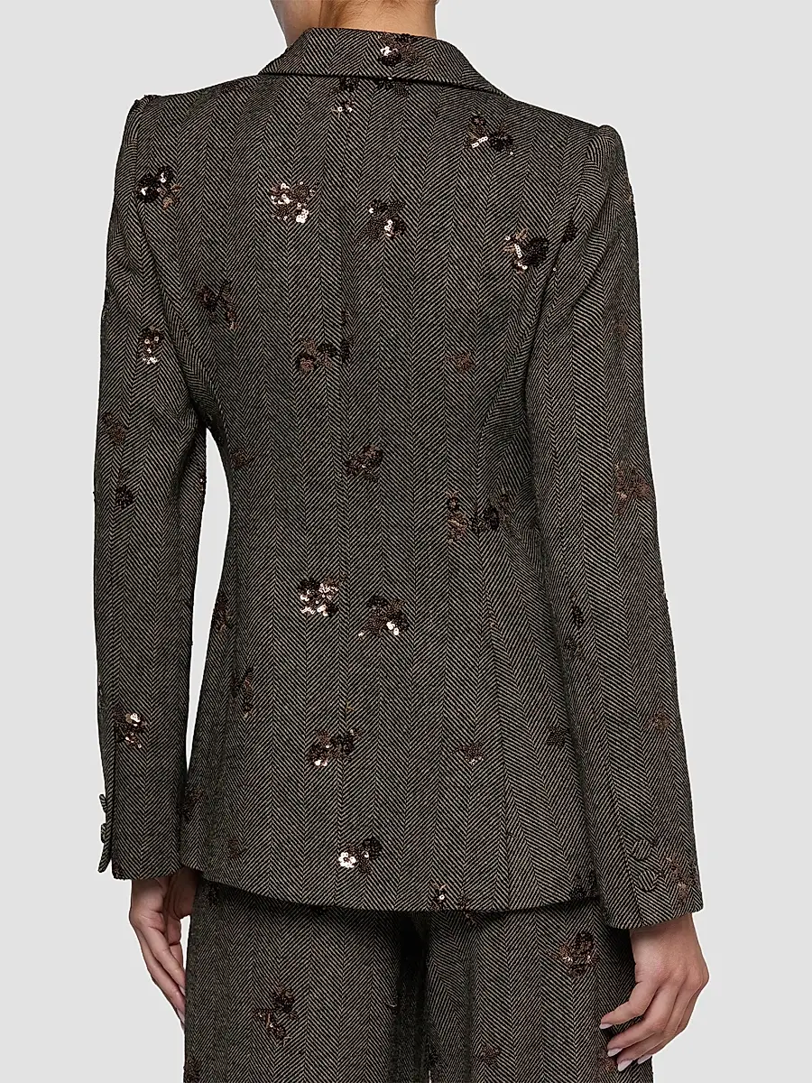 L'Agence Women's Chamberlain Sequin-Embellished Herringbone Blazer | Thumbnail 3 L'Agence Women's Chamberlain Sequin-Embellished Herringbone Blazer | Thumbnail 3