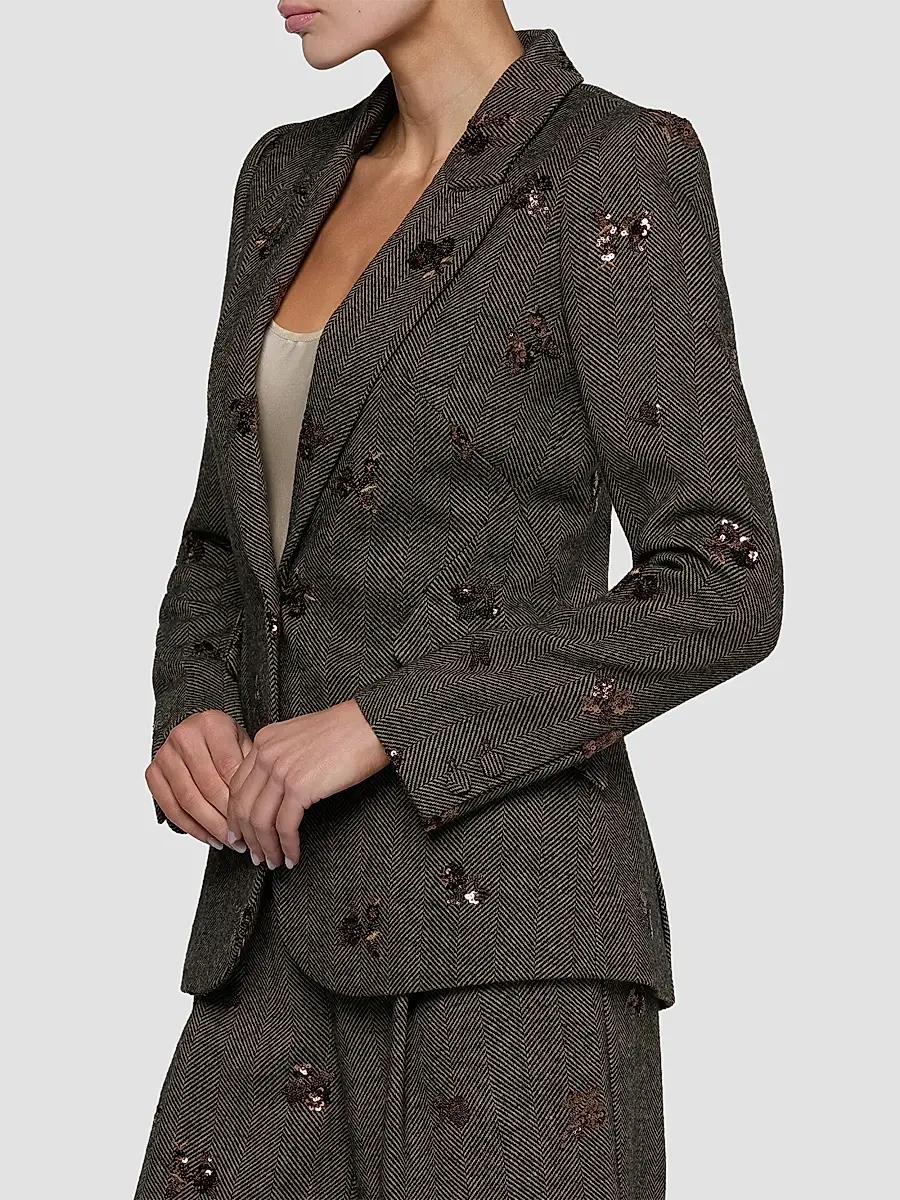 L'Agence Women's Chamberlain Sequin-Embellished Herringbone Blazer | Thumbnail 5 L'Agence Women's Chamberlain Sequin-Embellished Herringbone Blazer | Thumbnail 5