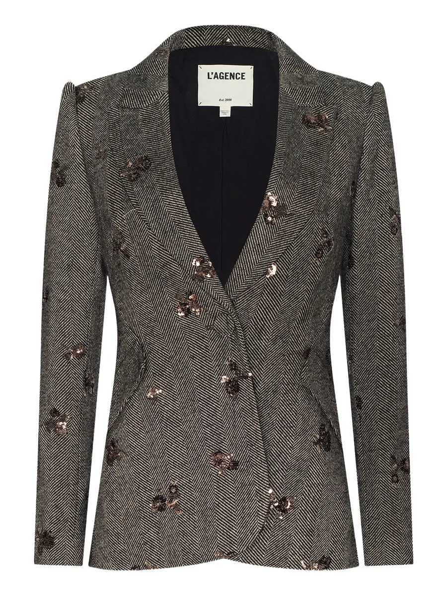 Women's Chamberlain Sequin-Embellished Herringbone Blazer Women's Chamberlain Sequin-Embellished Herringbone Blazer