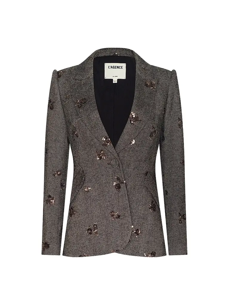 L'Agence Women's Chamberlain Sequin-Embellished Herringbone Blazer