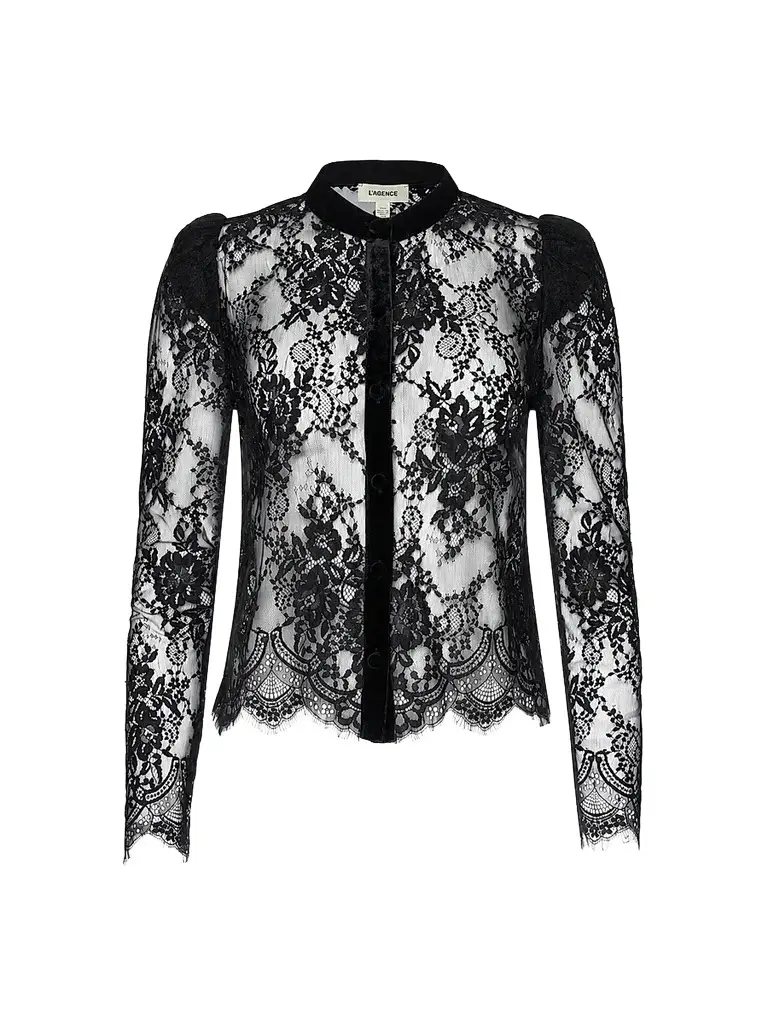 L'Agence Women's Dorothea Velvet Lace Blouse