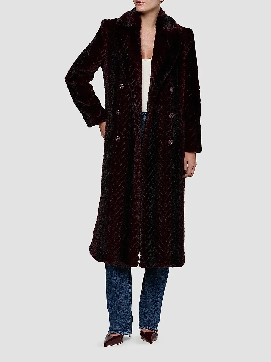 L'Agence Women's Icelyn Chevron Faux-Fur Longline Coat | Thumbnail 2 L'Agence Women's Icelyn Chevron Faux-Fur Longline Coat | Thumbnail 2