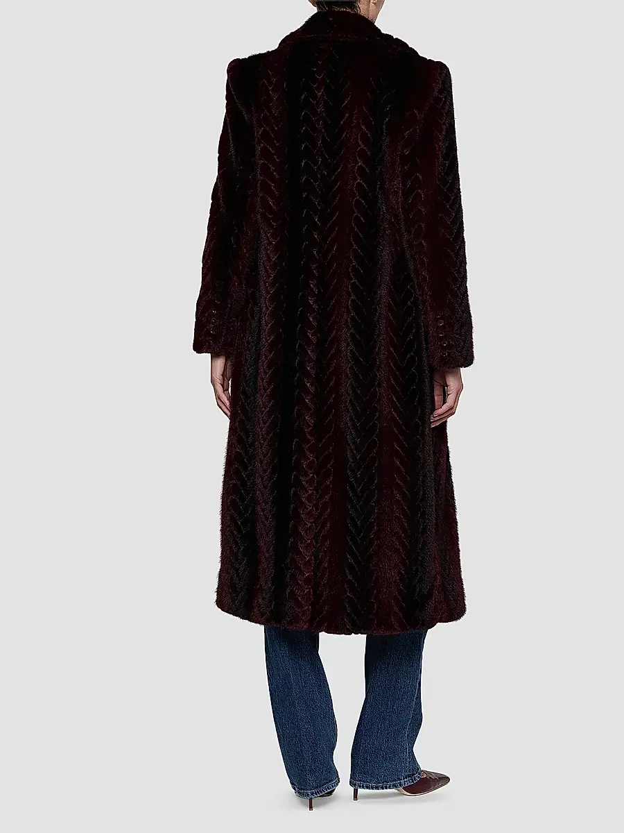 L'Agence Women's Icelyn Chevron Faux-Fur Longline Coat | Thumbnail 3 L'Agence Women's Icelyn Chevron Faux-Fur Longline Coat | Thumbnail 3