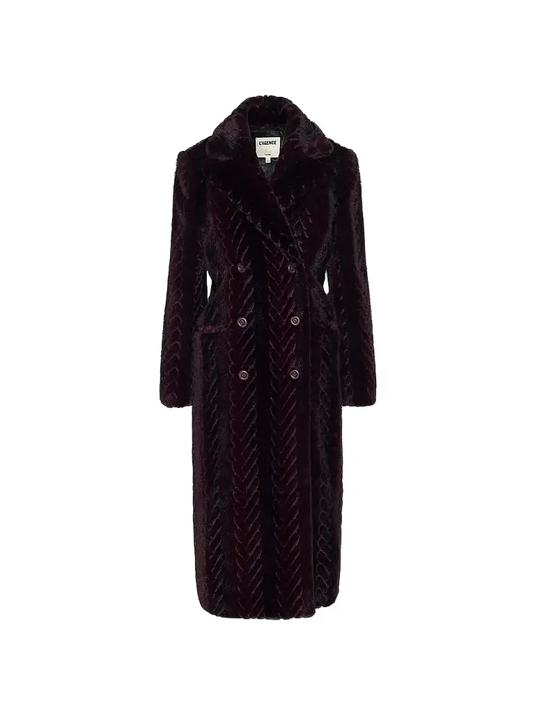 L'Agence Women's Icelyn Chevron Faux-Fur Longline Coat