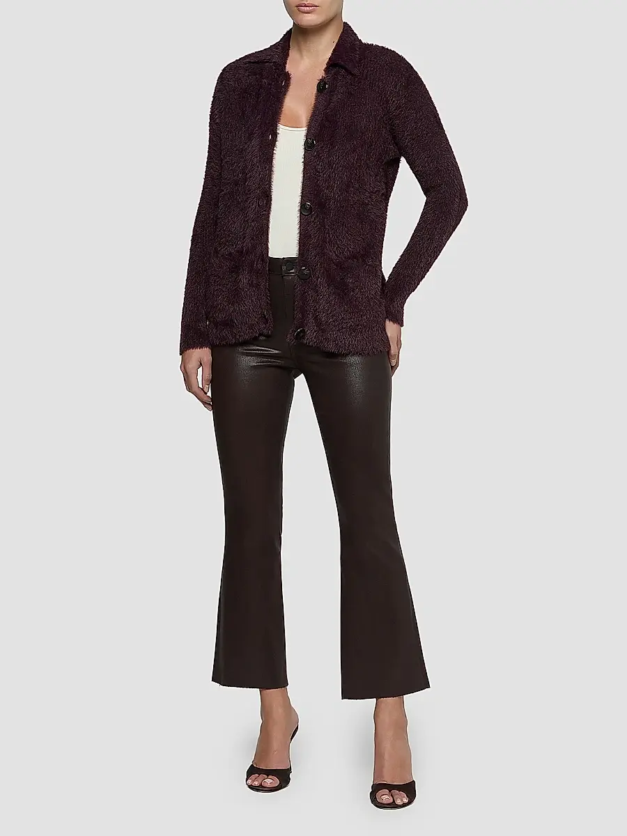L'Agence Women's Mist Fuzzy Collared Cardigan | Thumbnail 2 L'Agence Women's Mist Fuzzy Collared Cardigan | Thumbnail 2