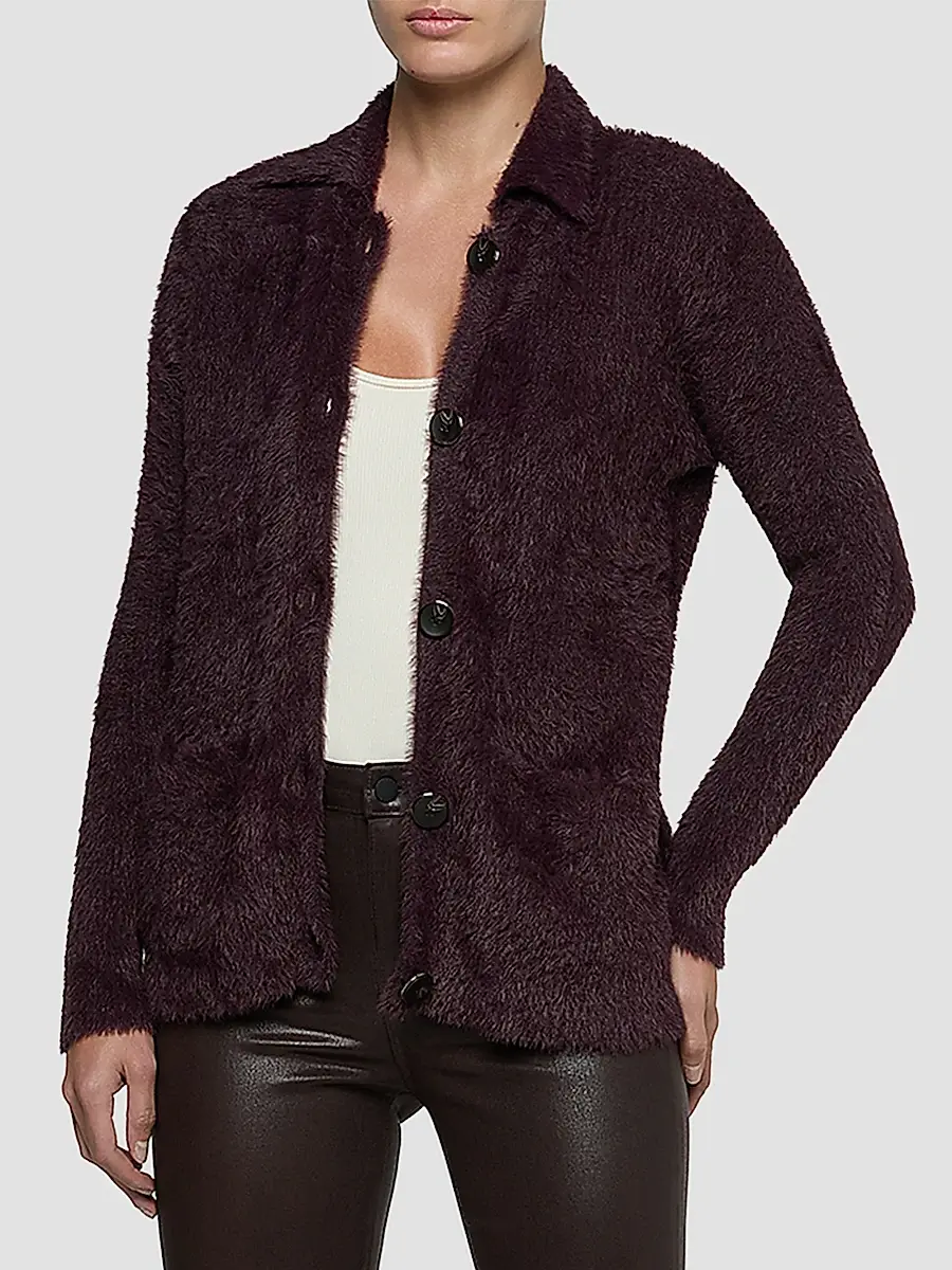 L'Agence Women's Mist Fuzzy Collared Cardigan | Thumbnail 4 L'Agence Women's Mist Fuzzy Collared Cardigan | Thumbnail 4