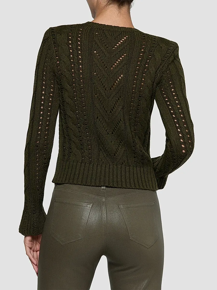 L'Agence Women's Mio Cable Knit Crop Sweater | Thumbnail 3 L'Agence Women's Mio Cable Knit Crop Sweater | Thumbnail 3
