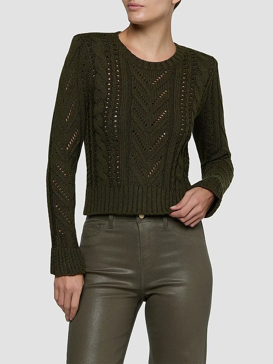 L'Agence Women's Mio Cable Knit Crop Sweater | Thumbnail 4 L'Agence Women's Mio Cable Knit Crop Sweater | Thumbnail 4