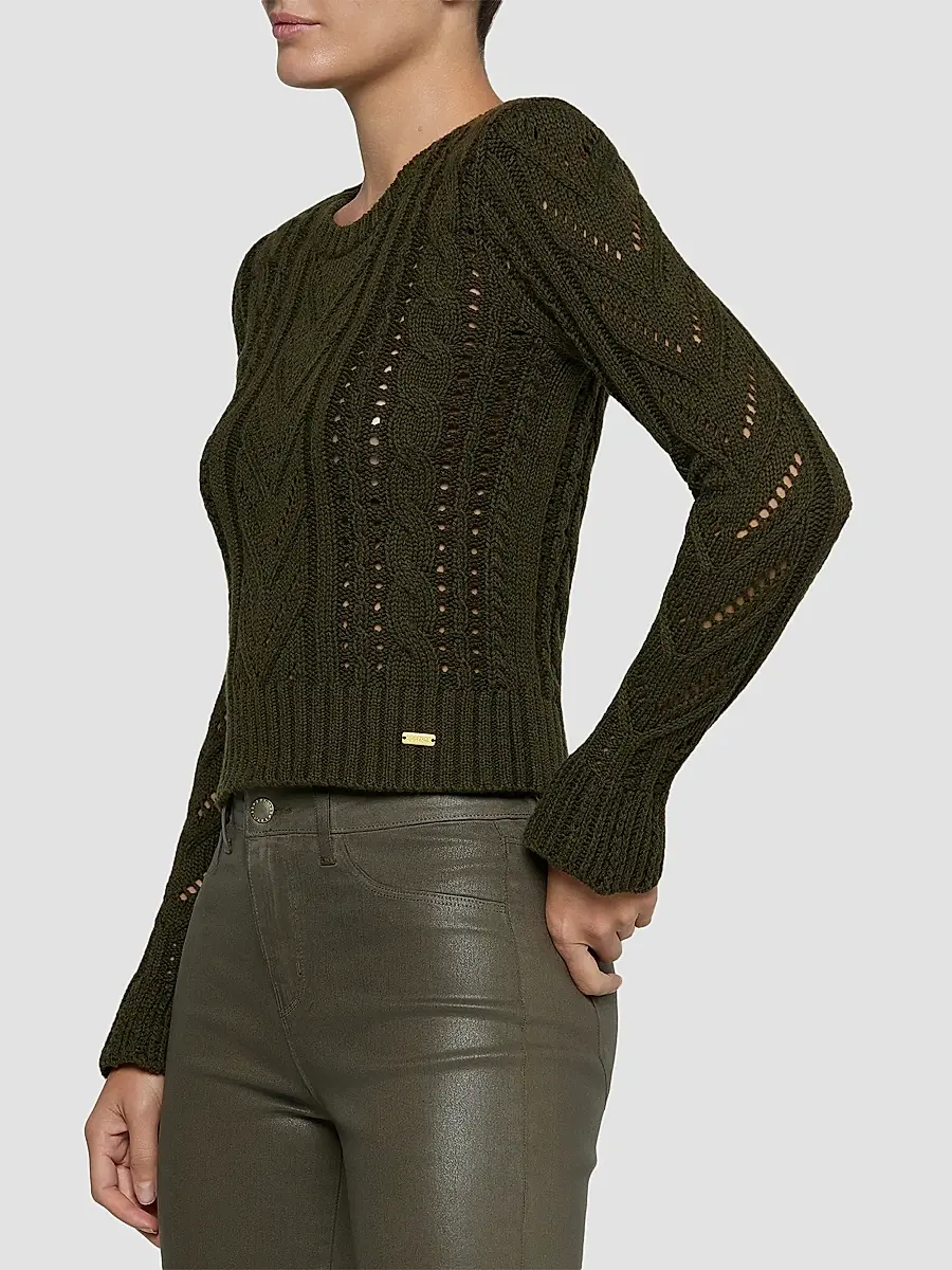 L'Agence Women's Mio Cable Knit Crop Sweater | Thumbnail 5 L'Agence Women's Mio Cable Knit Crop Sweater | Thumbnail 5