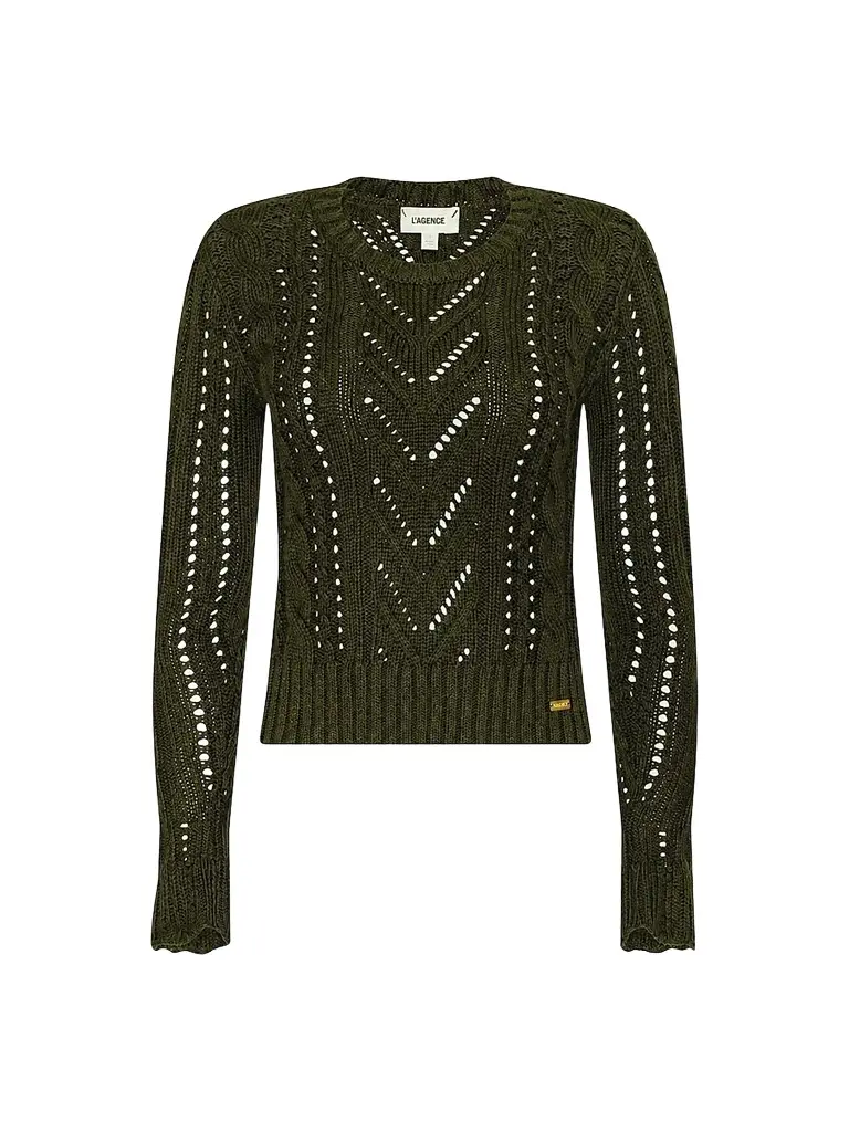L'Agence Women's Mio Cable Knit Crop Sweater