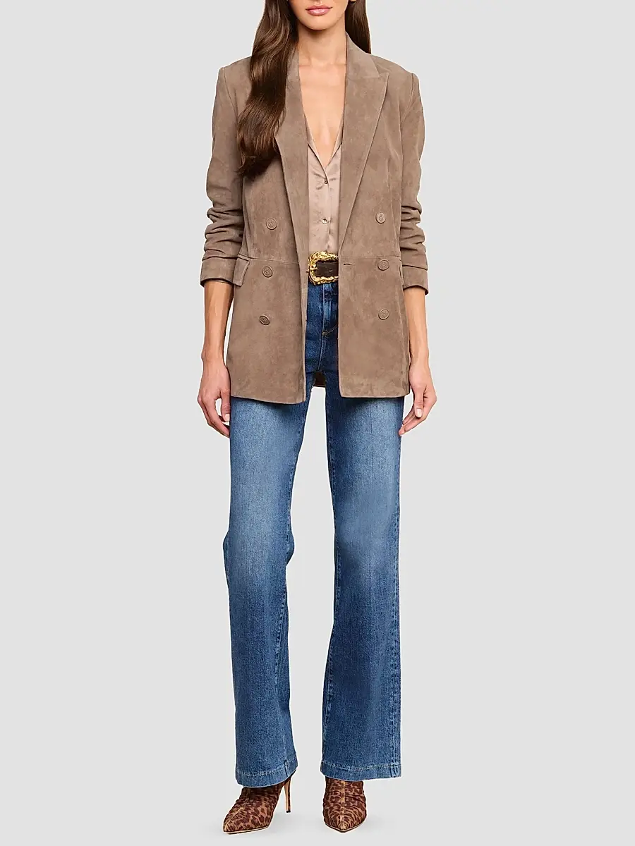 L'Agence Women's Aimee Suede Double-Breasted Blazer | Thumbnail 2 L'Agence Women's Aimee Suede Double-Breasted Blazer | Thumbnail 2