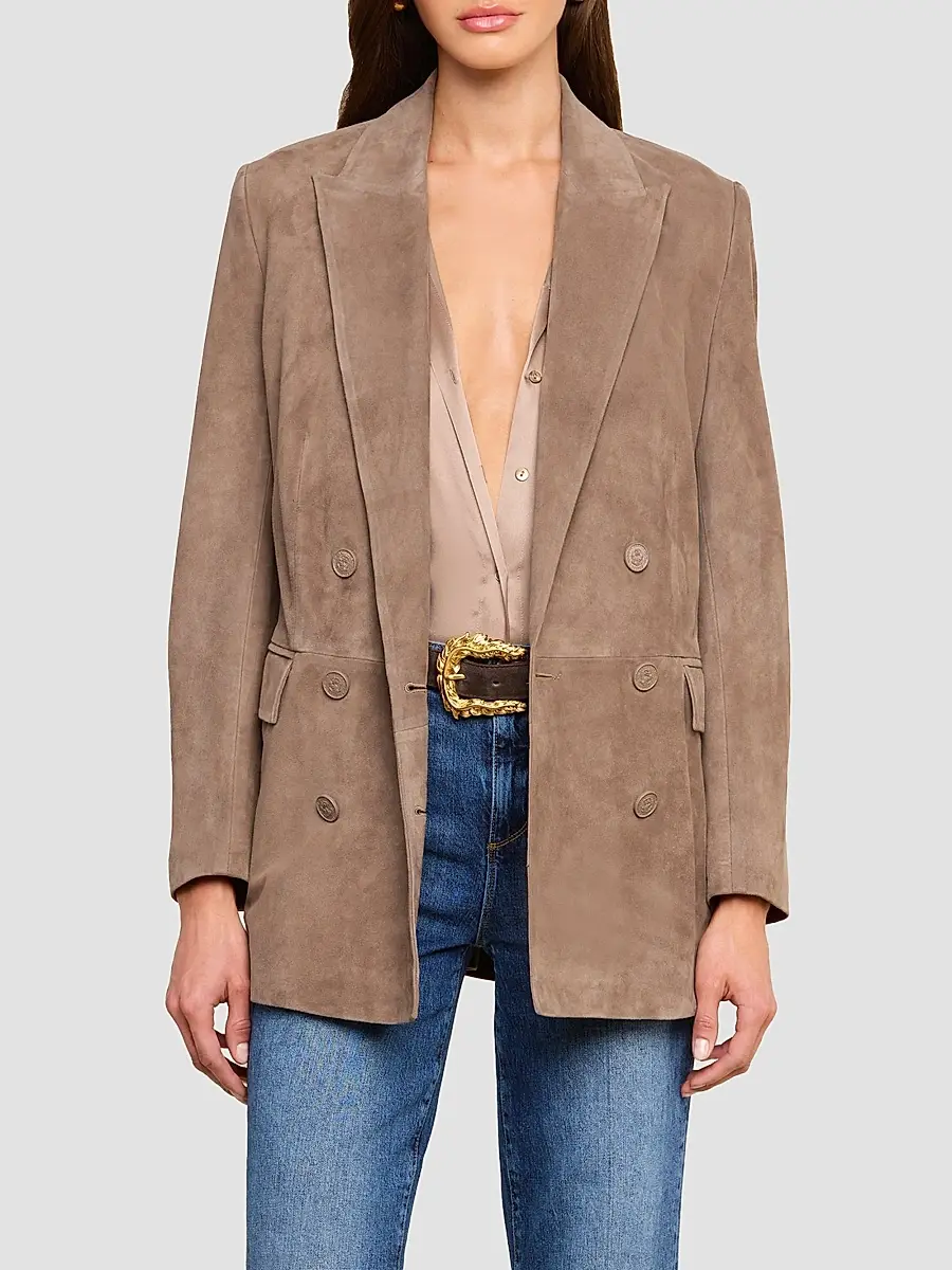 L'Agence Women's Aimee Suede Double-Breasted Blazer | Thumbnail 4 L'Agence Women's Aimee Suede Double-Breasted Blazer | Thumbnail 4