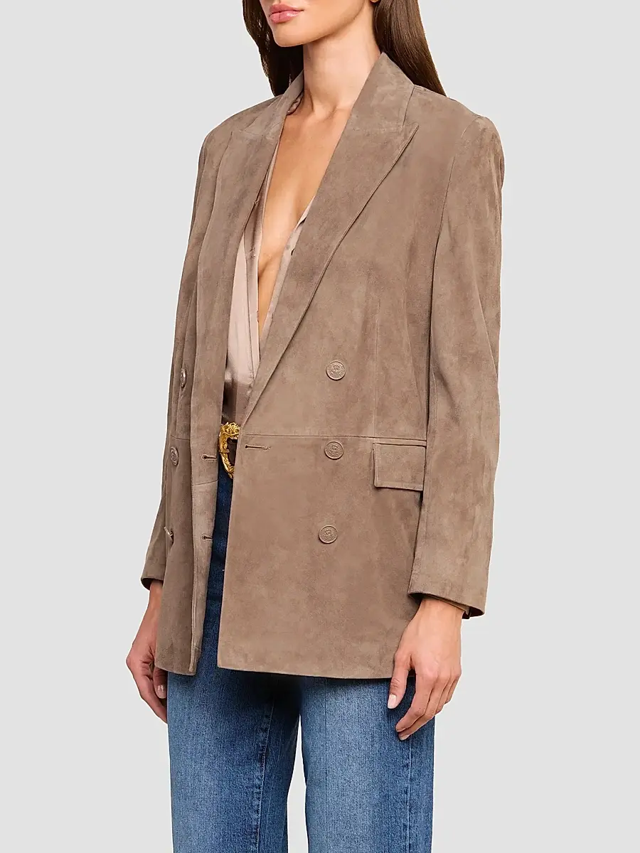 L'Agence Women's Aimee Suede Double-Breasted Blazer | Thumbnail 6 L'Agence Women's Aimee Suede Double-Breasted Blazer | Thumbnail 6