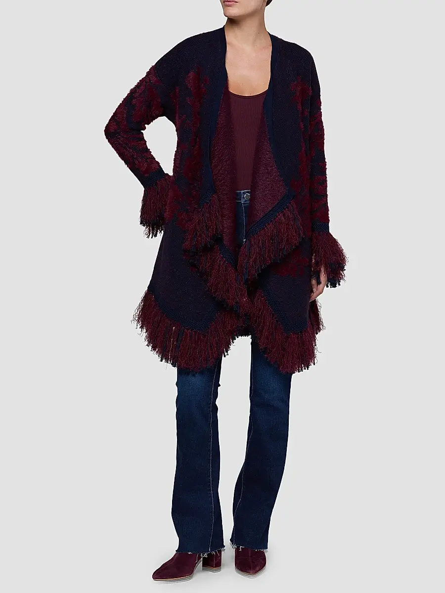 L'Agence Women's Naiad Jacquard Fringe Cardigan | Thumbnail 4