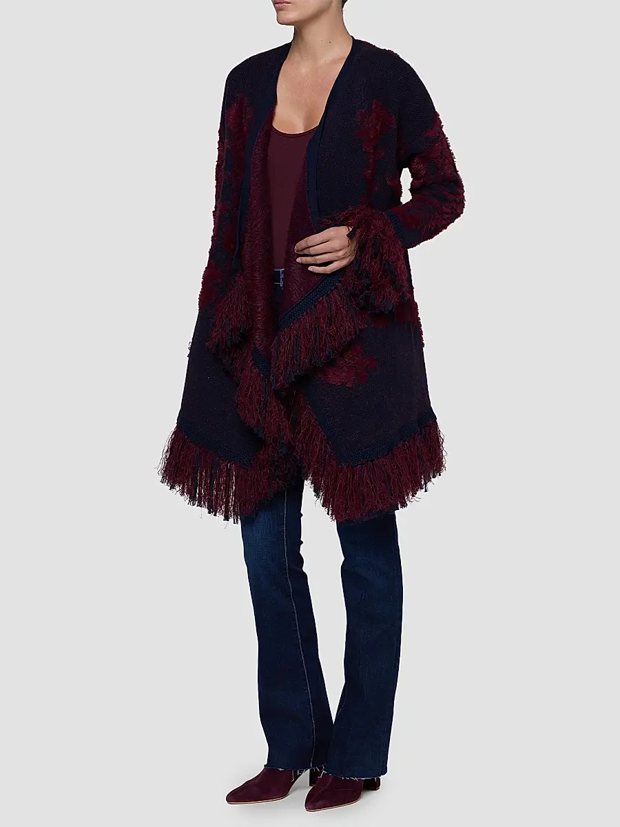 L'Agence Women's Naiad Jacquard Fringe Cardigan | Thumbnail 5