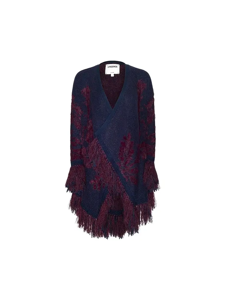L'Agence Women's Naiad Jacquard Fringe Cardigan