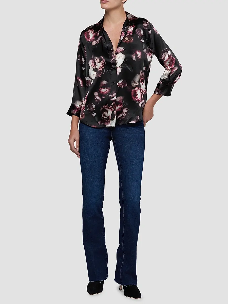 L'Agence Women's Dani Three-Quarter-Sleeve Floral Silk Blouse | Thumbnail 2