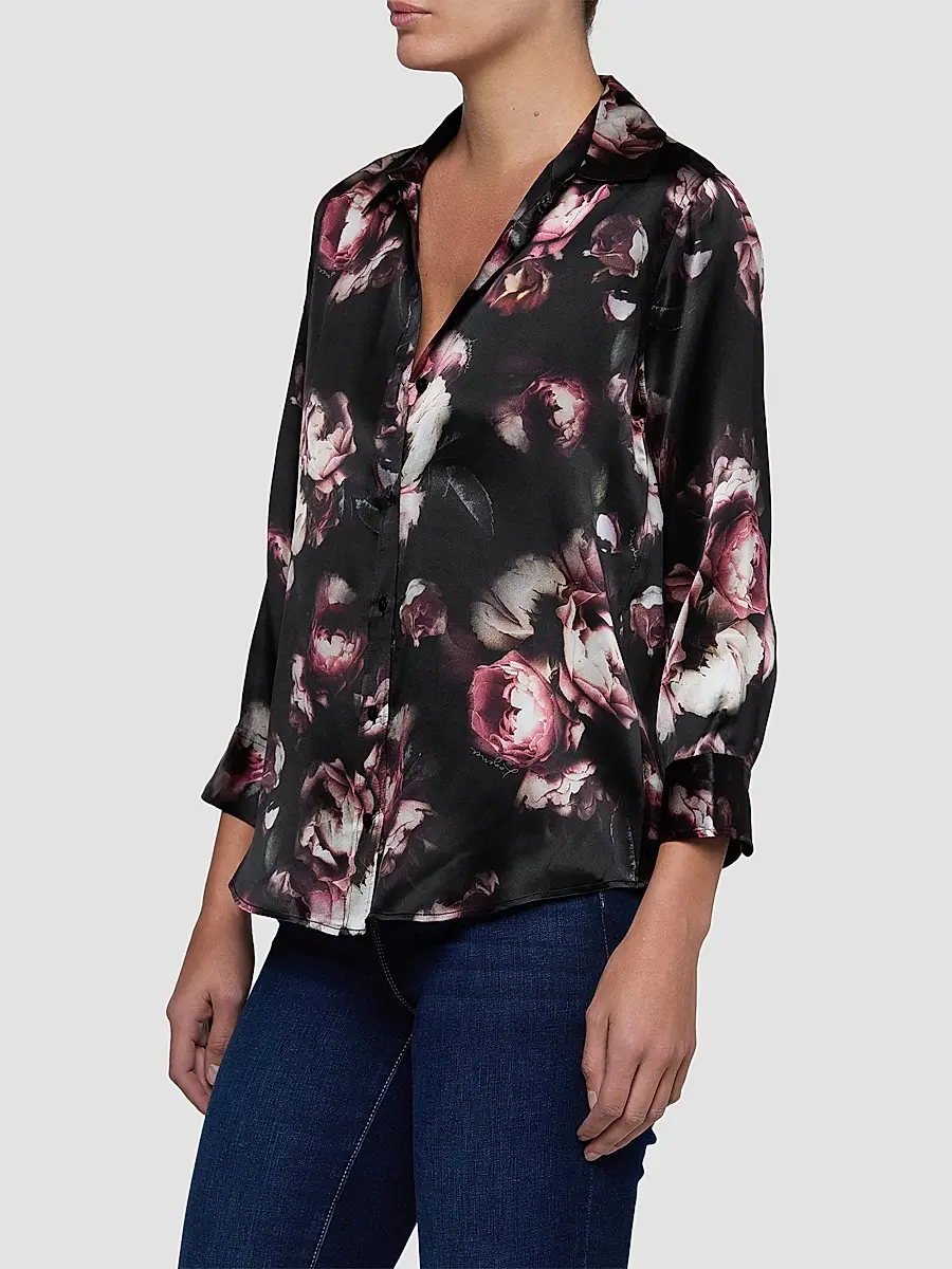 L'Agence Women's Dani Three-Quarter-Sleeve Floral Silk Blouse | Thumbnail 5