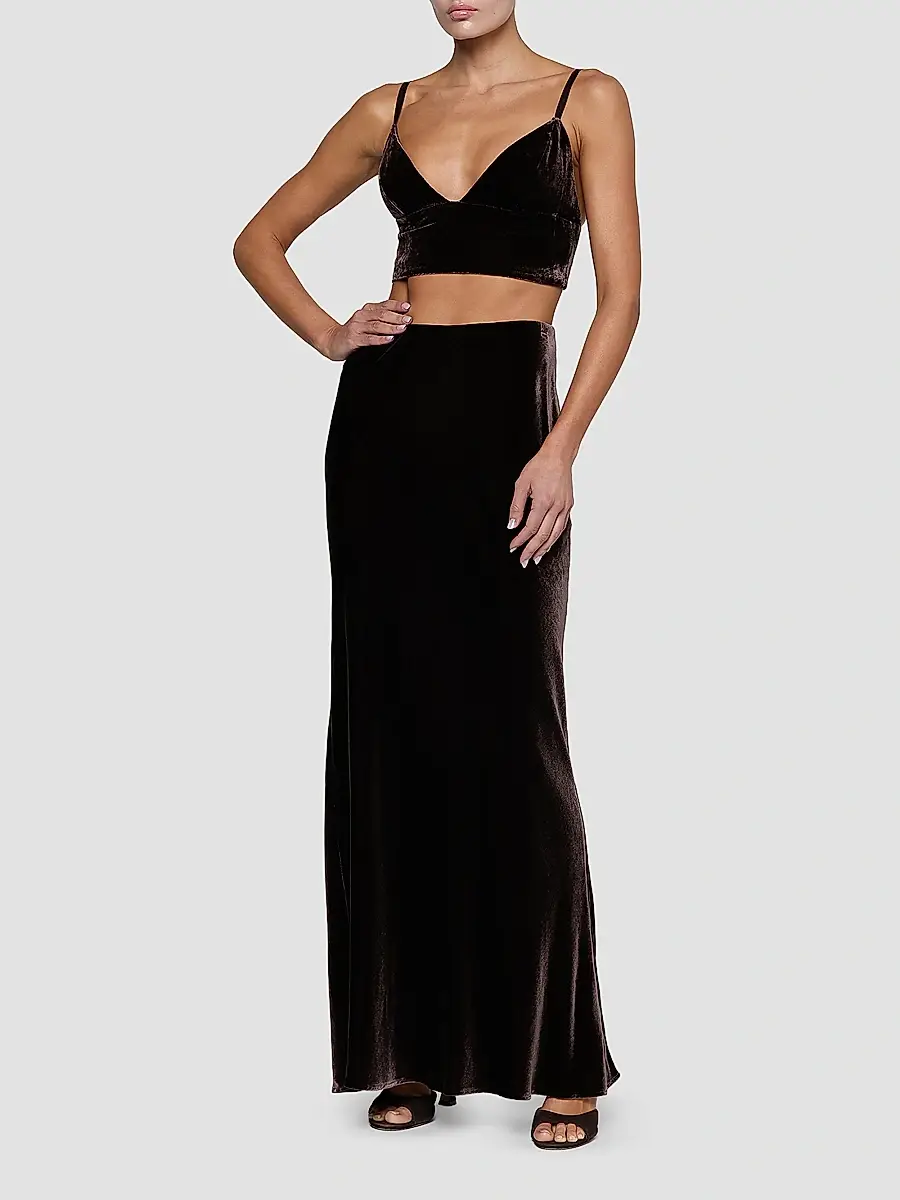 L'Agence Women's Zeta Velvet Maxi Skirt | Thumbnail 2