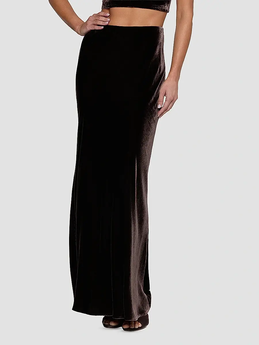 L'Agence Women's Zeta Velvet Maxi Skirt | Thumbnail 4