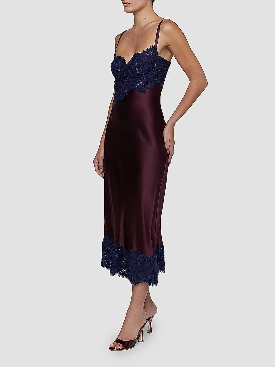 L'Agence Women's Araminta Lace Appliqué Midi Slipdress | Thumbnail 4