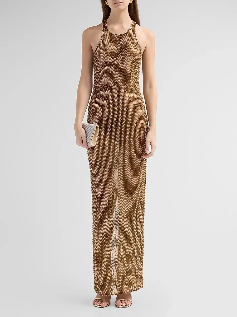 L'Agence Women's Paula Racerneck Bead Gown | Thumbnail 2 L'Agence Women's Paula Racerneck Bead Gown | Thumbnail 2