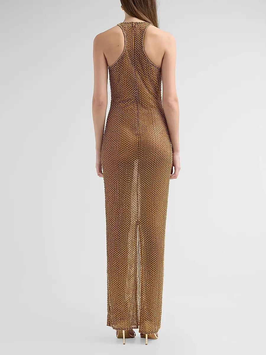 L'Agence Women's Paula Racerneck Bead Gown | Thumbnail 3 L'Agence Women's Paula Racerneck Bead Gown | Thumbnail 3