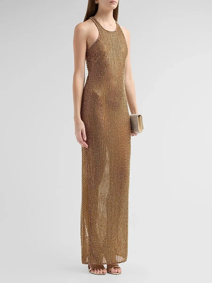 L'Agence Women's Paula Racerneck Bead Gown | Thumbnail 4 L'Agence Women's Paula Racerneck Bead Gown | Thumbnail 4
