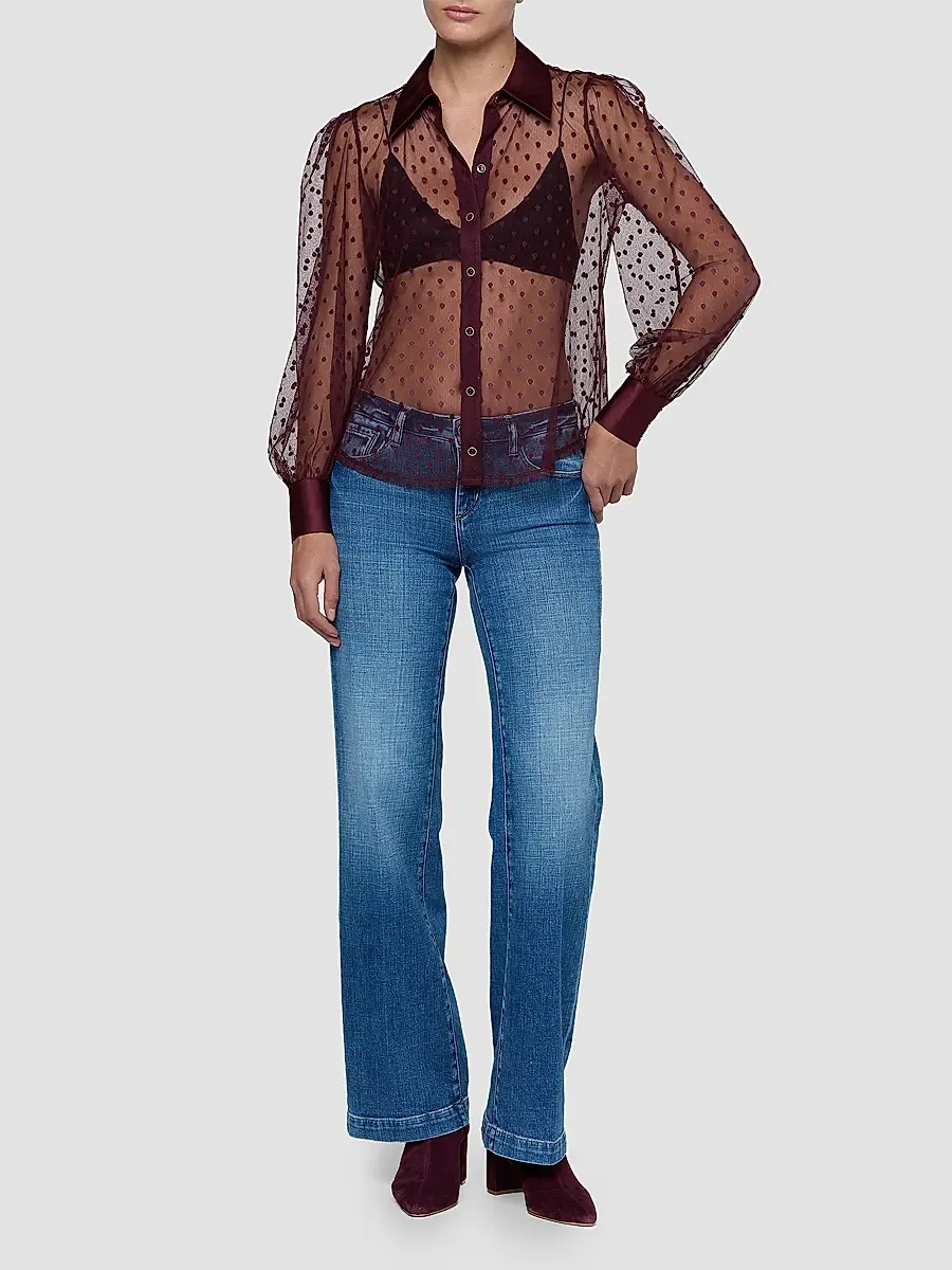 L'Agence Women's Sophie Sheer Swiss Dot Blouse | Thumbnail 2
