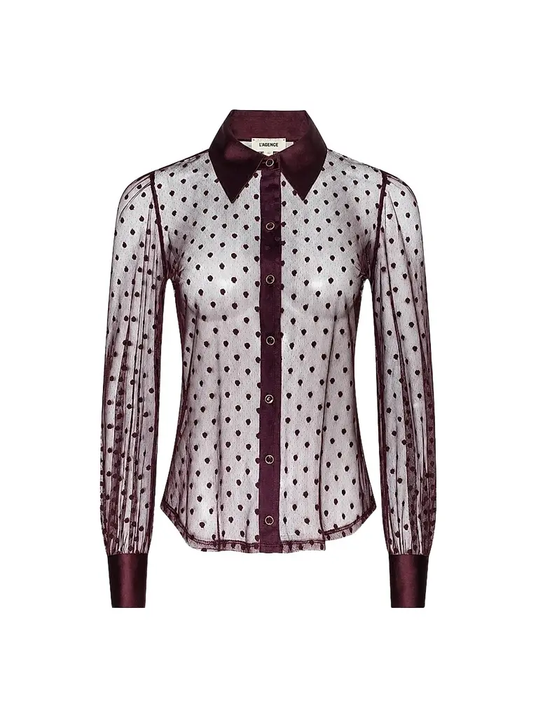 L'Agence Women's Sophie Sheer Swiss Dot Blouse