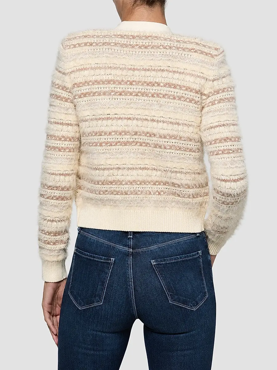 L'Agence Women's Ariadne Striped V-Neck Cardigan | Thumbnail 4