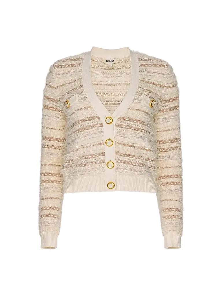 L'Agence Women's Ariadne Striped V-Neck Cardigan