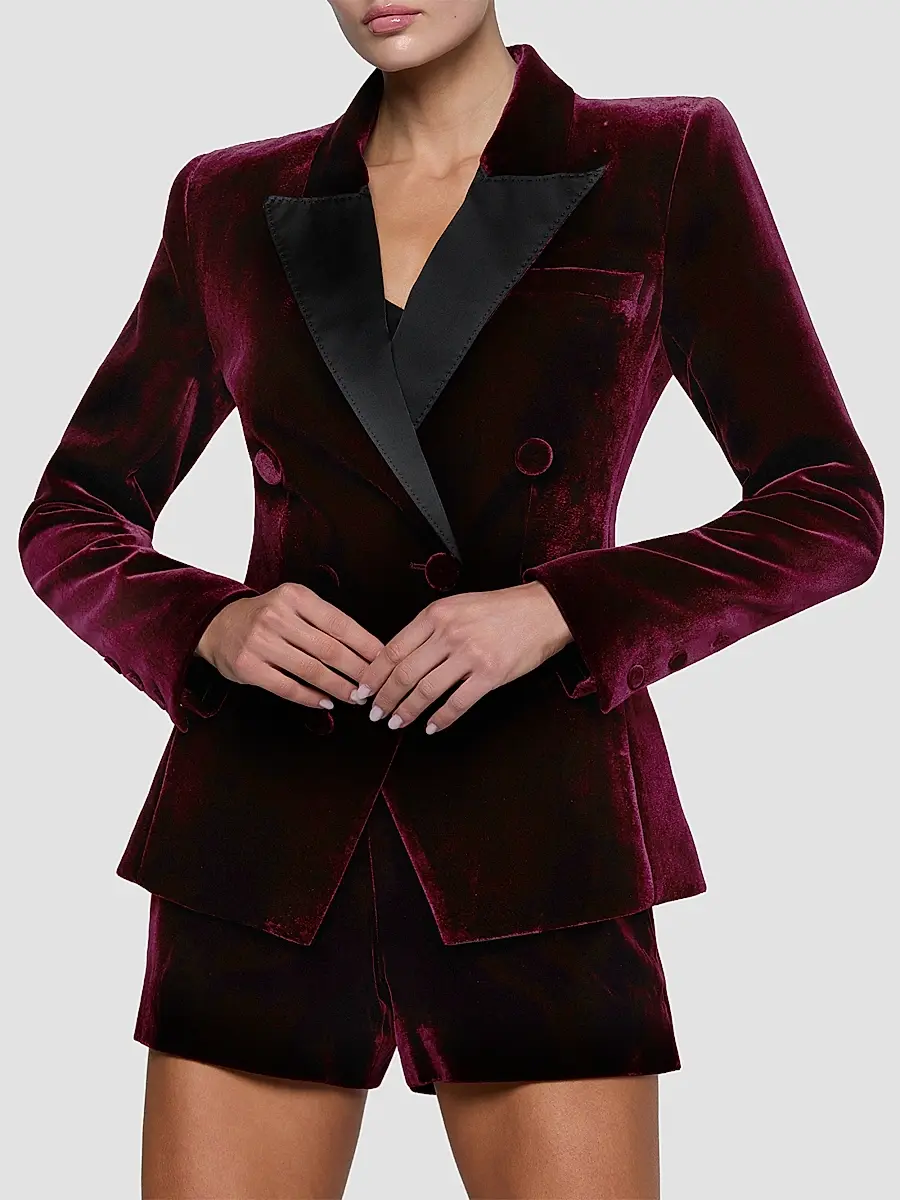 L'Agence Women's Kyomi Satin-Lapel Velvet Blazer | Thumbnail 4 L'Agence Women's Kyomi Satin-Lapel Velvet Blazer | Thumbnail 4