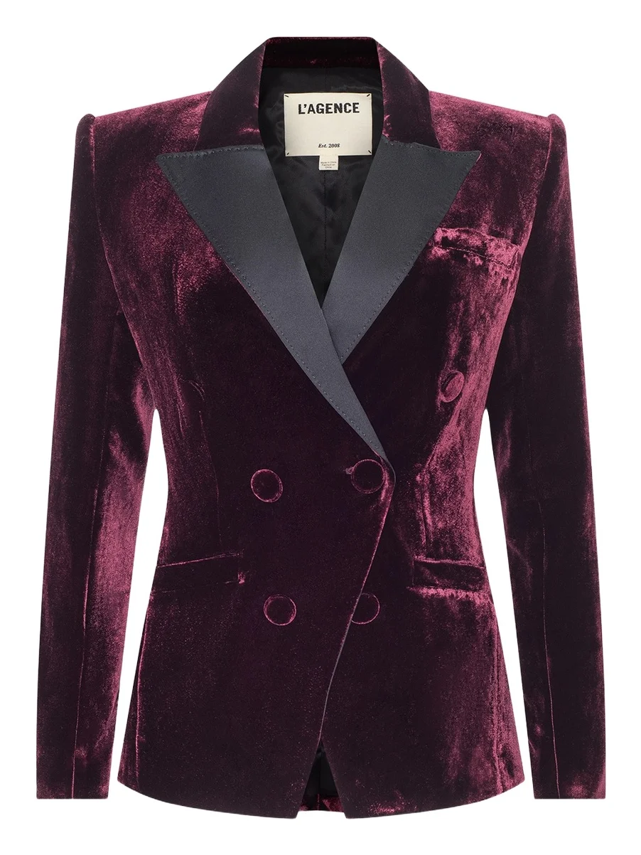 L'Agence Women's Kyomi Satin-Lapel Velvet Blazer