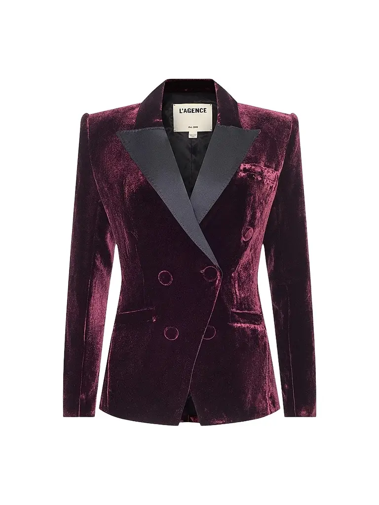 L'Agence Women's Kyomi Satin-Lapel Velvet Blazer