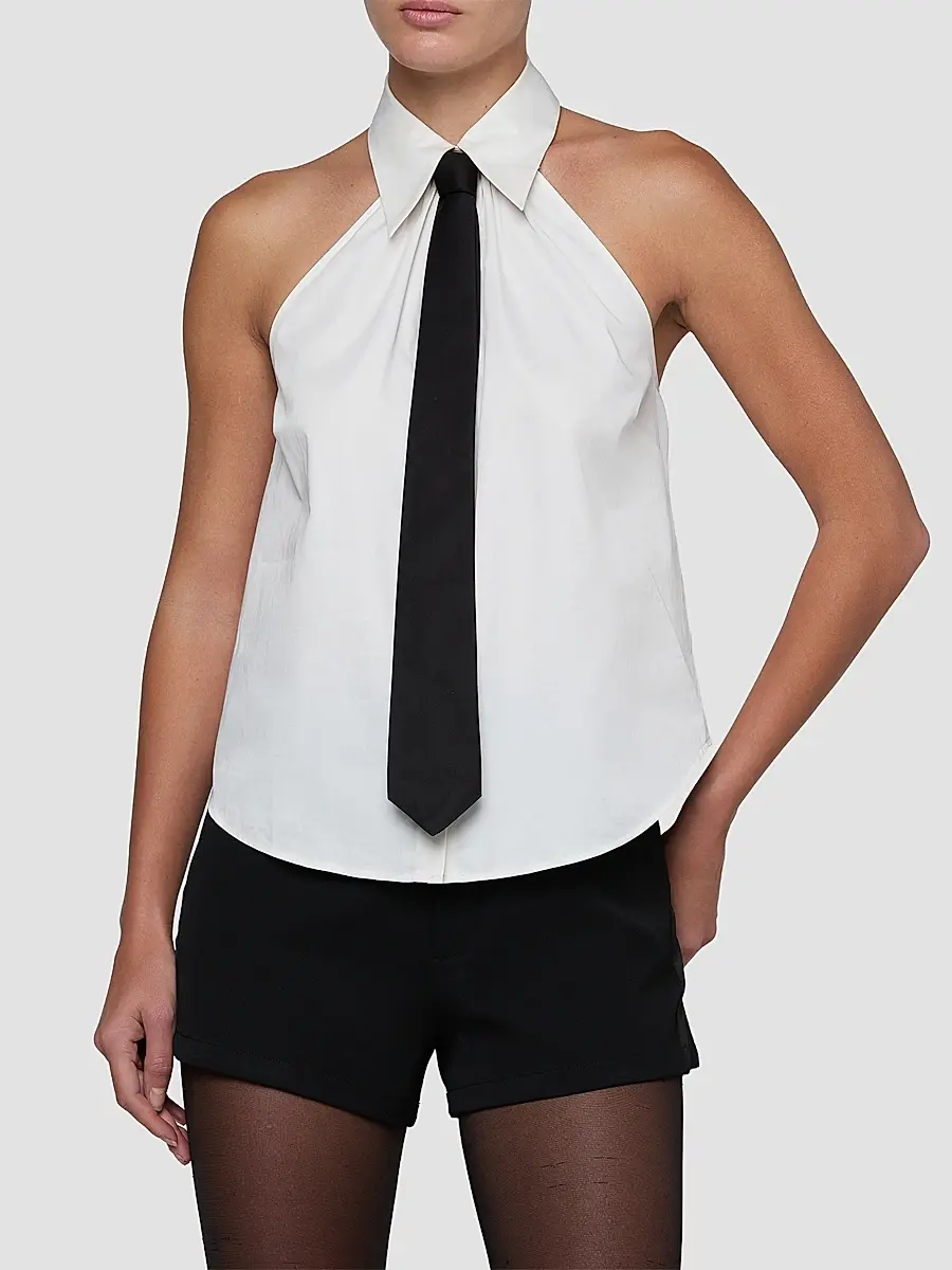 L'Agence Women's Wren Necktie Halter Top | Thumbnail 4 L'Agence Women's Wren Necktie Halter Top | Thumbnail 4