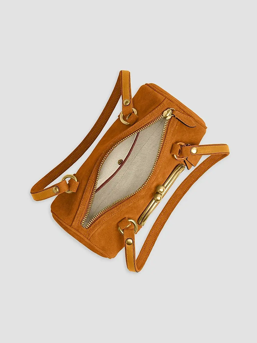 Coach Women's Kisslock Barrel Suede Shoulder Bag | Thumbnail 7 Coach Women's Kisslock Barrel Suede Shoulder Bag | Thumbnail 7
