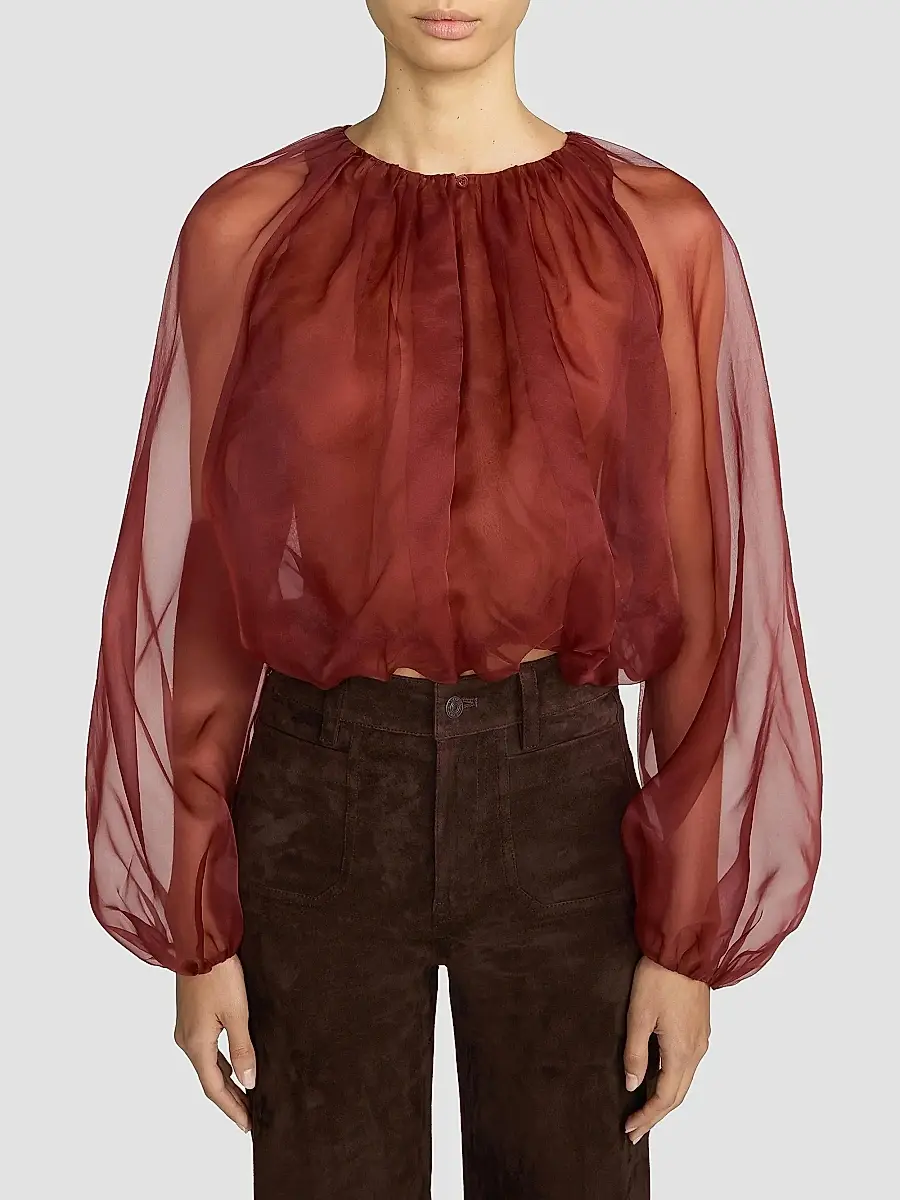 Frame Women's The Sheer Balloon Blouse | Thumbnail 4 Frame Women's The Sheer Balloon Blouse | Thumbnail 4