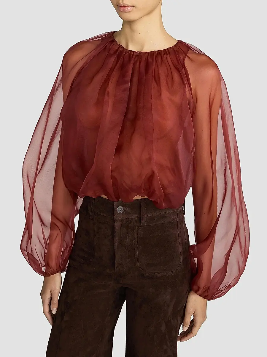 Frame Women's The Sheer Balloon Blouse | Thumbnail 8 Frame Women's The Sheer Balloon Blouse | Thumbnail 8
