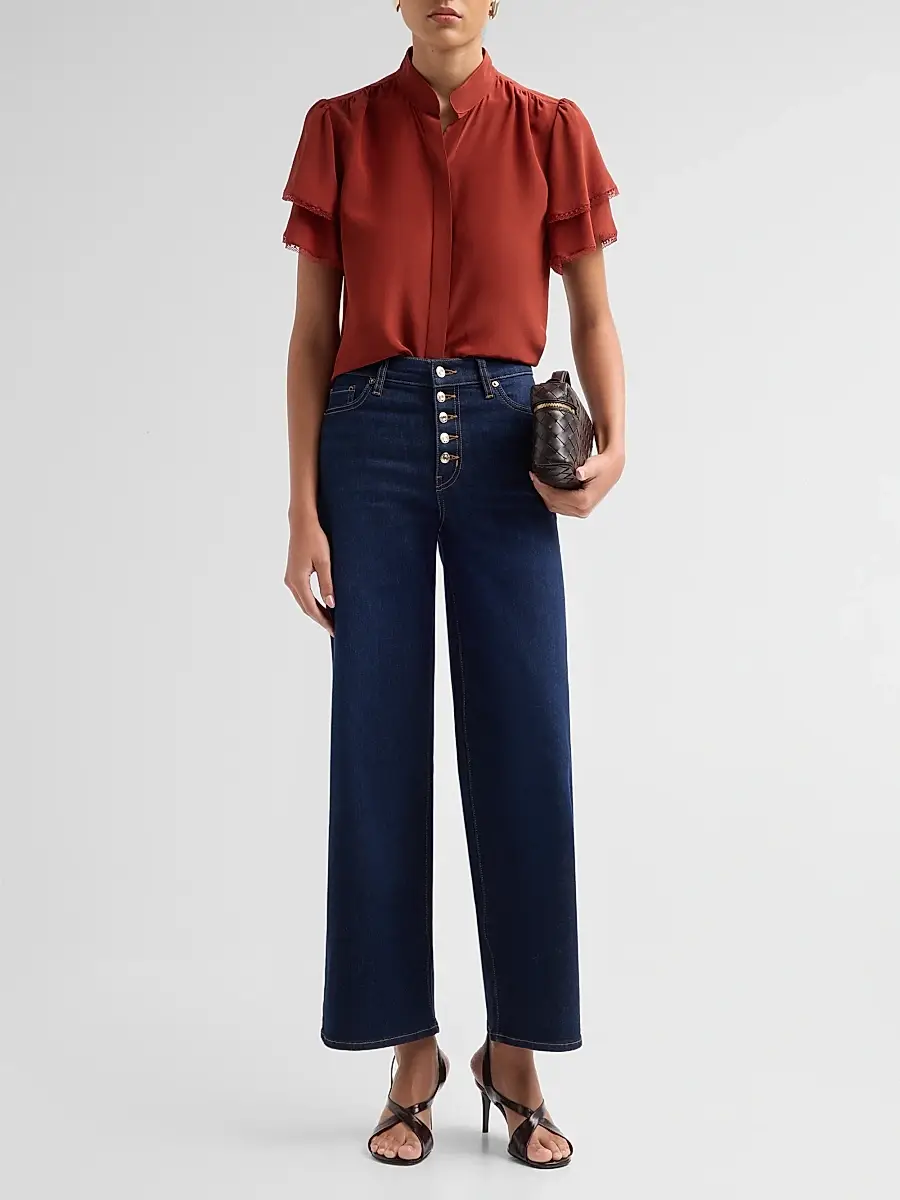 Frame Women's Arcadia Silk Short-Sleeve Top | Thumbnail 2 Frame Women's Arcadia Silk Short-Sleeve Top | Thumbnail 2