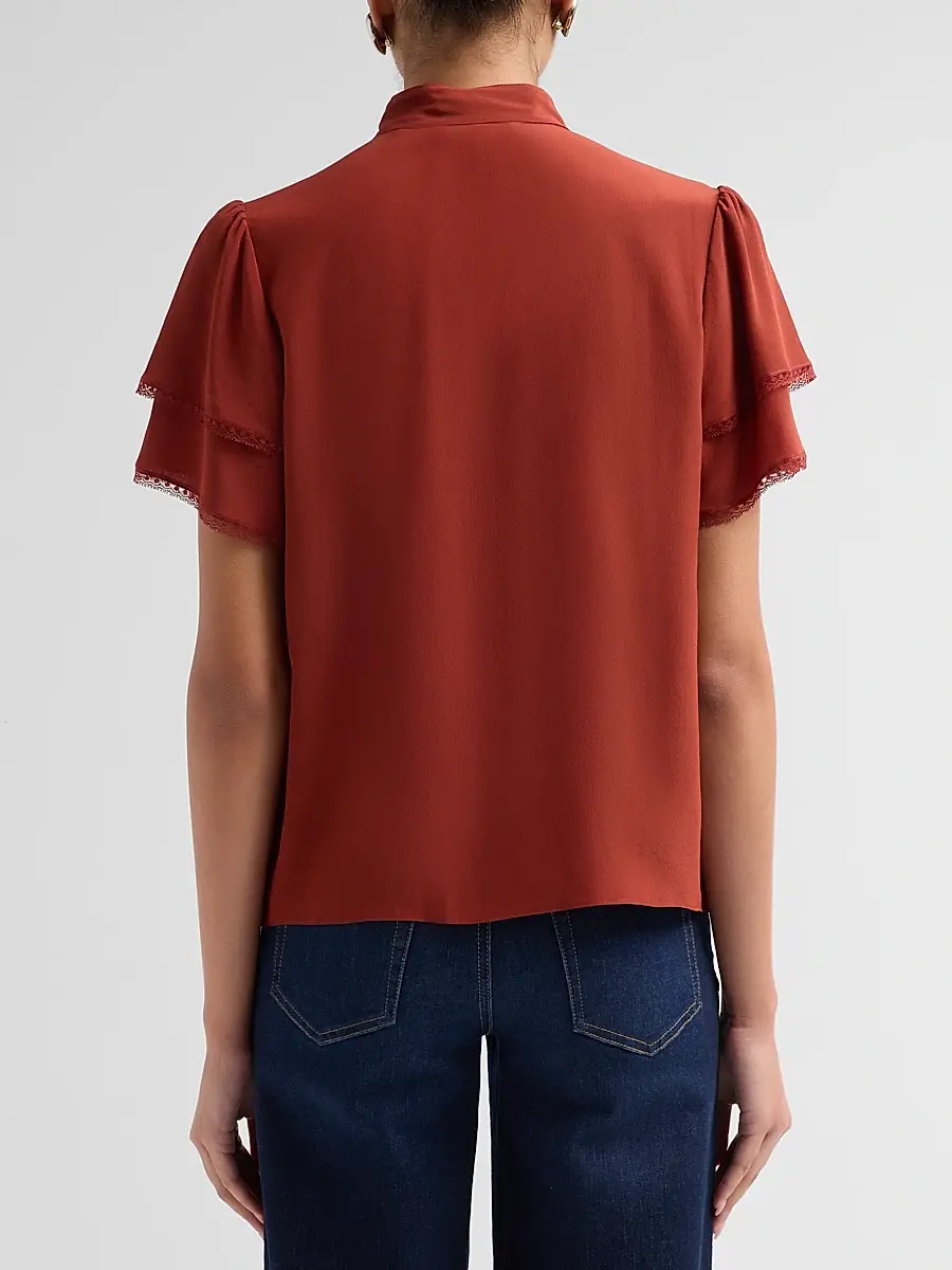 Frame Women's Arcadia Silk Short-Sleeve Top | Thumbnail 3 Frame Women's Arcadia Silk Short-Sleeve Top | Thumbnail 3