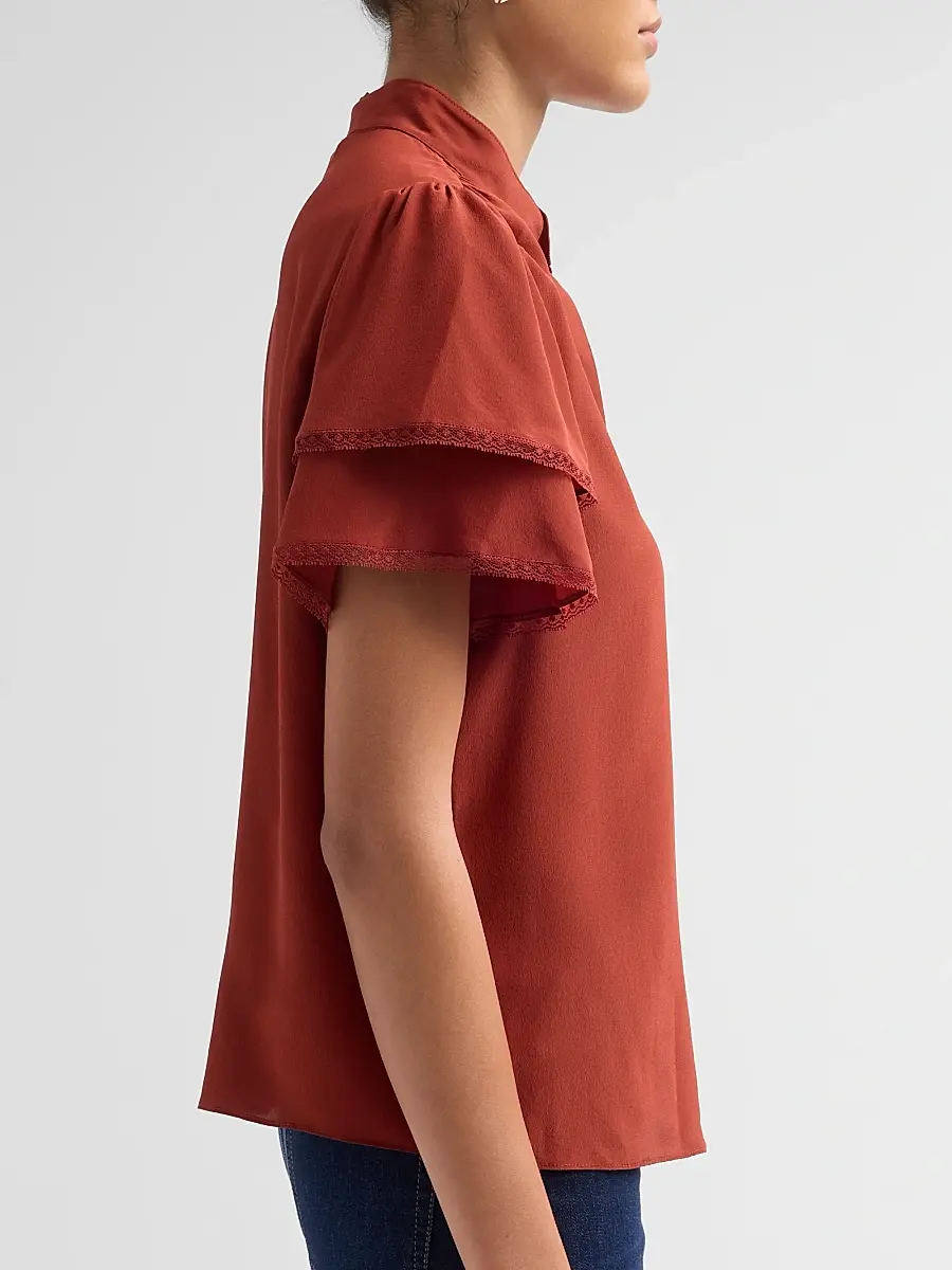 Frame Women's Arcadia Silk Short-Sleeve Top | Thumbnail 5 Frame Women's Arcadia Silk Short-Sleeve Top | Thumbnail 5